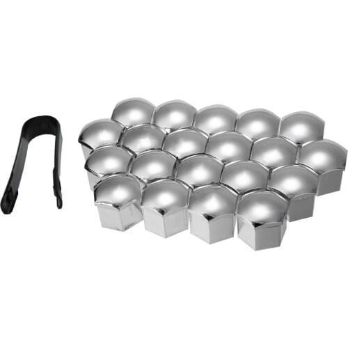 20pcs 21mm Wheel Nut Bolt Head Cover Cap Protective Bolt Caps Exterior Decoration Protecting Bolt Rims Silver