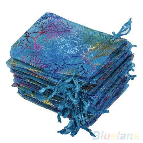 25Pcs 12x9cm Coralline Organza Jewelry Pouch Wedding Party Favor Gift Bag
