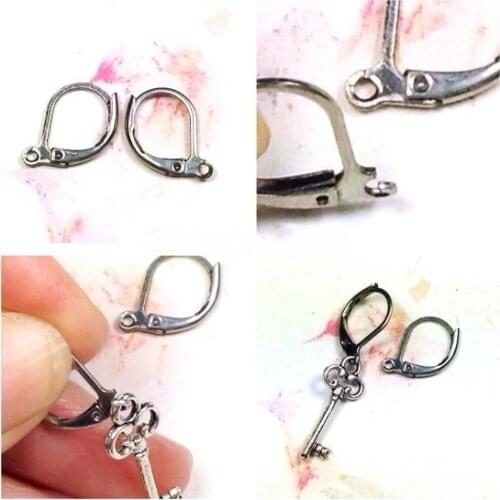 300pcs Stainless Steel Lever Back Ear Wires, Small Round Shape, Open Loop, 11x13mm, Hypoallergenic Stainless