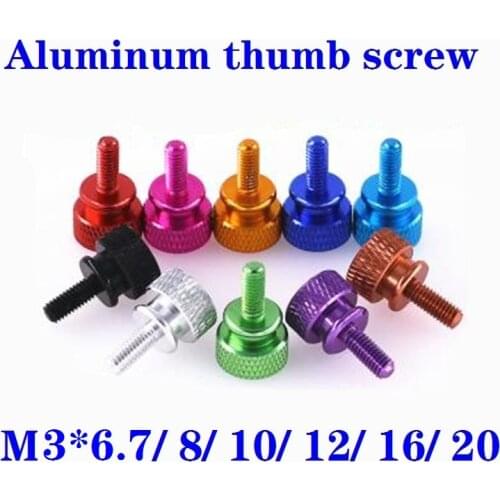 5pcs/lot M3*6.7/10/12/15/20 Step aluminum colourful knurled hand tighten thumb screw