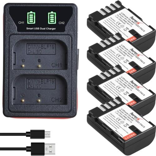 2pc 2000mAh DMW-BLF19E DMW BLF19 BLF19 DMW-BLF19 blf19e Batteries+LCD Dual Charger for Panasonic Lumix GH3 GH4 GH5
