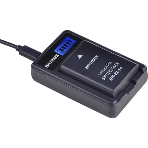 1Pc EN-EL14 EN-EL14a ENEL14 EL14 Battery + LCD Charger for Nikon P7800,P7100,D3400,D5500,D5300,D5200,D3200,D3300,D5100,D3100,Df