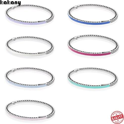 Kakany S925 Sterling Silver Bracelet Bangle 7color Multiple Choice Fits European Bracelet Style Jewelry Charms And Beads Gift