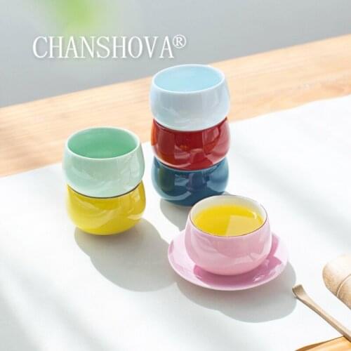 CHANSHOVA 100ml Simplicity Chinese style Ceramic Handmade coffee cup teacup saucer set China porcelain tea set H490