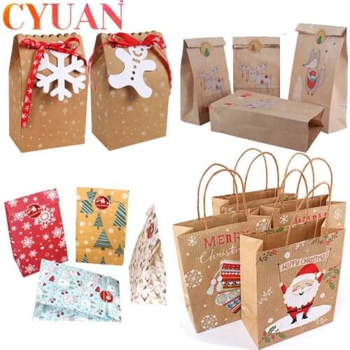 CYUAN Christmas Gift Bags House Shape Xmas Tree Candy Box Merry Christmas Guests Packing Bag New Year Natal Favor Gift Boxes