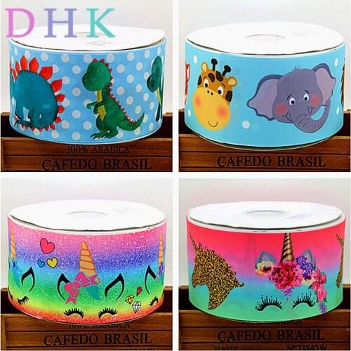 DHK 3'' 5yards animals printed grosgrain ribbon Accessory hairbow headwear DIY decoration 75mm C1466