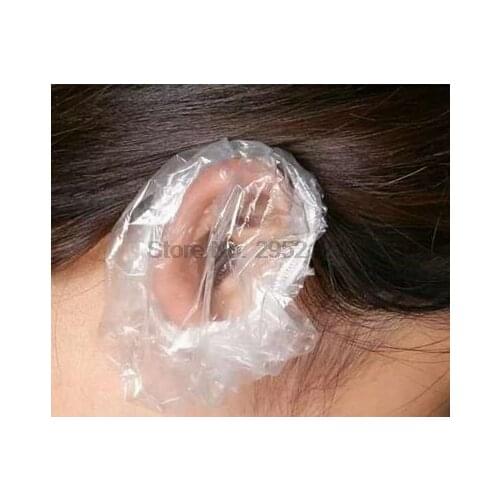 By dhl 100sets 100pcs/set Disposable Clear Earmuffs Shower Waterproof Hair Coloring Ear Protector Water Cover Caps Accessories