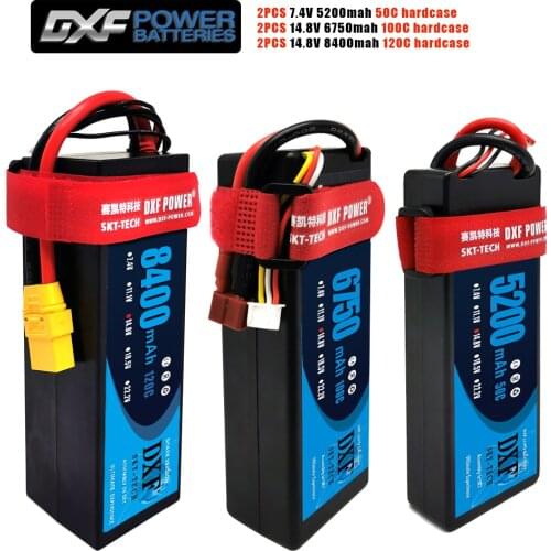 DXF Hardcase 2PCS Lipo Battery 2S 3S 4S 7.4V 11.1V 14.8V 5200mAh 6500mAh 6750mAh 7000mAh 8400mAh 50C 60C 100C 120C for RC Car