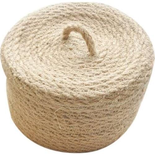 Jute Desktop Storage Basket Key Storage Basket Sewing Bag Snack Basket Sundries Storage Box Storage Box with Lid