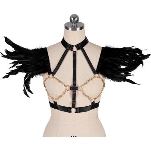 Harajuku Erotic Lingerie Bdsm Sexy Costumes Womens Underwear Cosplay Wear Stockings Feather Garter Belt Body Harness Bondage