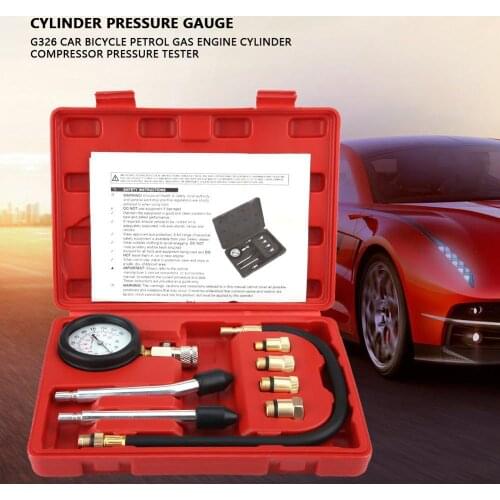 GGATC G326 Car Bicycle Petrol Gas Engine Cylinder Compressor Pressure Tester Gauge Test Set Cylinder Pressure Gauge