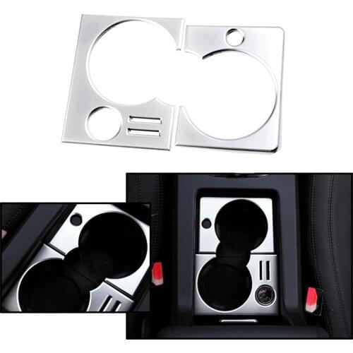 JEAZEA 2Pcs ABS Chrome Car Interior Water Cup Holder Frame Trim Sticker For Land Rover Discovery Sport 2015 2016 2017 2018 2019
