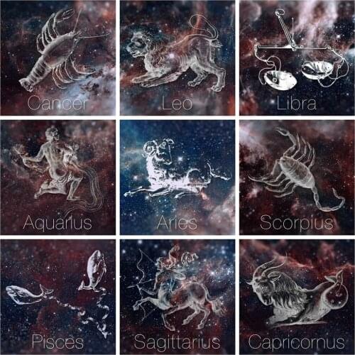 FIYO 5D DIY Diamond Painting Full Drill Twelve Constellations Diamond Embroidery Sale Landscape Aquarius Mosaic Handicraft Gift