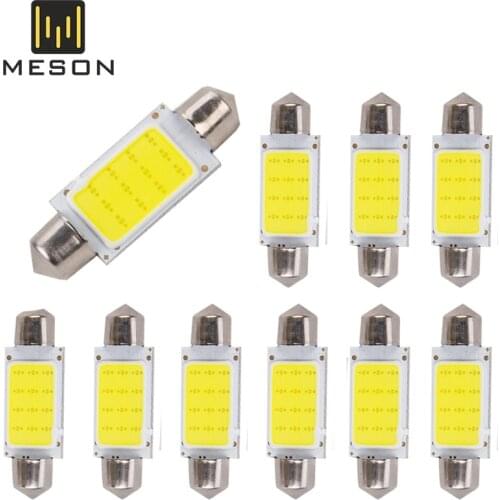 10Pcs C10W C5W LED COB Festoon 31mm 36mm 39mm 41/42mm 12V White Bulbs For Cars License plate Interior Reading Light 6500K 12SMD