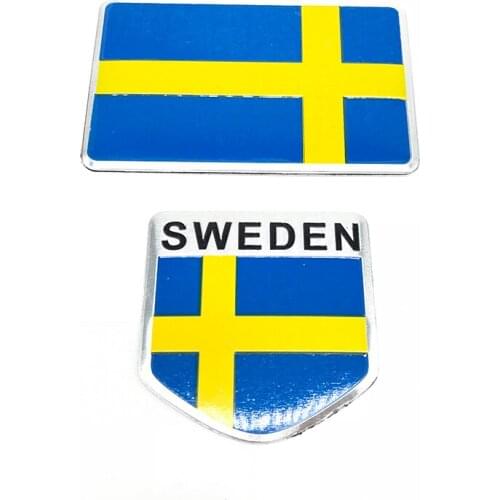 3D Sweden National Flag Badge Front Grill Emblem Metal Stickers Car Grille Bumper Window Body Decoration Universal Decal