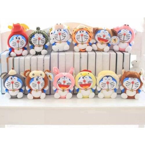 20cm Kawaii Chinese Zodiac Stand By Me Doraemon Plush Toy Stuffed Soft Cat Animals Dog Rabbit Plush Doll Cute Gift for Children