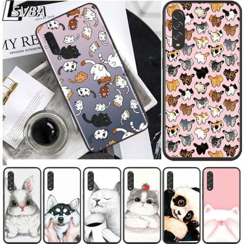 Cute cartoon panda cat for Samsung Galaxy A90 A80 A70 A60 A50 M60 M40 A20E A2Core A10S A10E Silicon Soft Black Phone Case