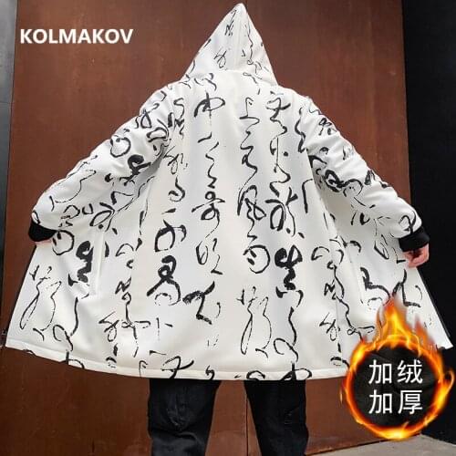 2021 new arrival winter coat men hooded thick high quality trench coat men,mens casual Letters pattern jackets ,plus-size M-5XL