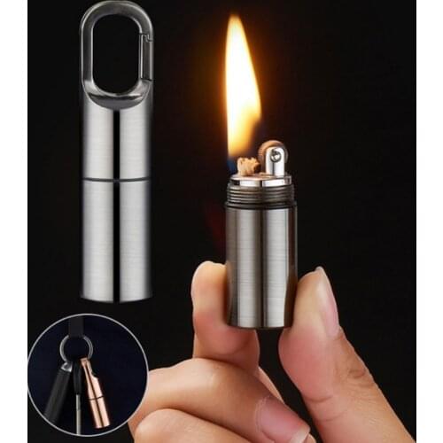 Fiery Flint Torch Camping Lighter Pocket Waterproof Fire Starter Grinding Wheel Free Fire Oil Compact Lighter Key Chain Lighter