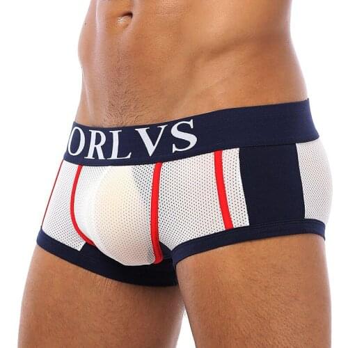 ORLVS Brand 50PC/LOT Wholesale Breathable Men Underwear Sexy Gay Boxers Nylon Male Panties Quick Dry Men Sleepwear Boxers Mesh