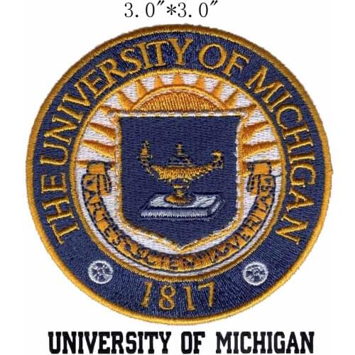 University of Michigan Seal 3.0"wide embroidery patch for costura/patch floral/bolsas bordadas