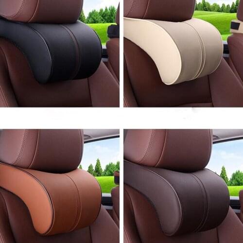 PU Leather Car Auto Seat Neck Pillow Memory Foam Head Neck Rest Headrest Cushion Car Neck Pillow Auto Car Accessories Interior