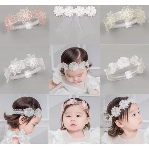 Baby Lace Pearl Headband Wreath New European And American Childrens Hair Accessories Girls Turban Headwear Infant Toddler
