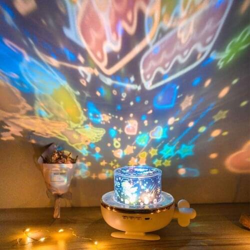 Muticolor Galaxy Starry Sky Angel Projector Lamp USB Charged Bluetooth Music LED Night Light Atmospher Bedroom Beside Lamp