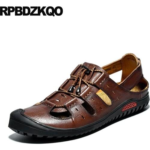 Sandals 2019 size 46 plus large designer shoes men high quality leather summer outdoor black fashion waterproof brown flat water