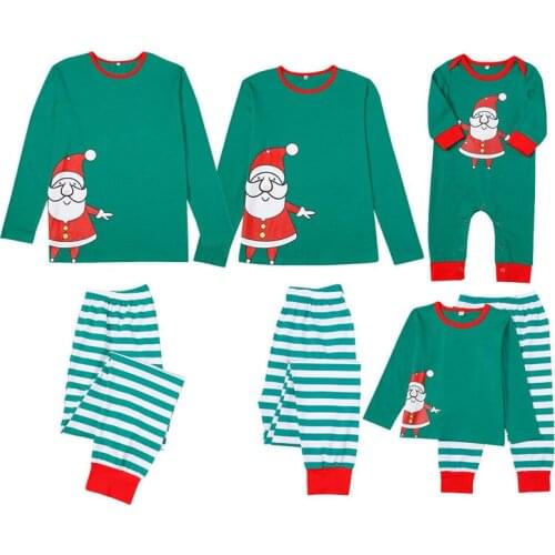 2020 Family Christmas Pajamas Autumn and Winter Cute Santa Printed Homewear Pajamas Parent-child Set Mother Father boy girl baby