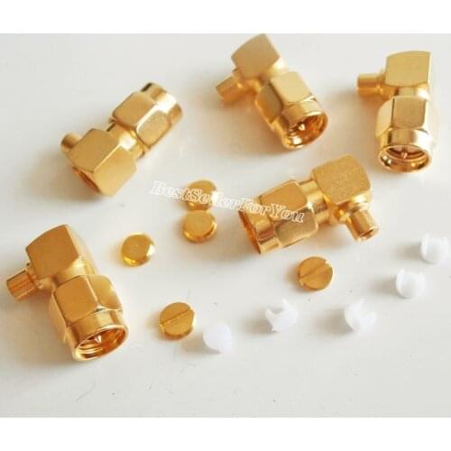 10X SMA male plug right angle for semi-rigid RG405 0.086" Cable RF connector Golden New