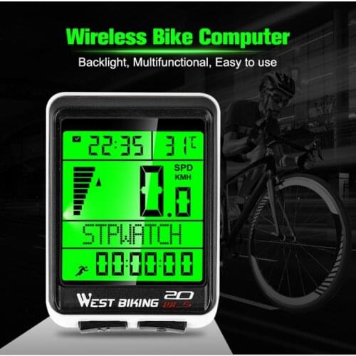 WEST BIKING LED Waterproof Bicycle Computer Wireless 5 Language Cycling Bike Odometer Stopwatch Speedometer 2.1in Bike C
