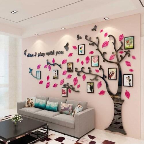 2019 Mirror Actylic Wall Sticker Photo Wall Creative Family 3d Diy Wall Stickers 1pc Tree Shape House Stickers Adesivo De Parede