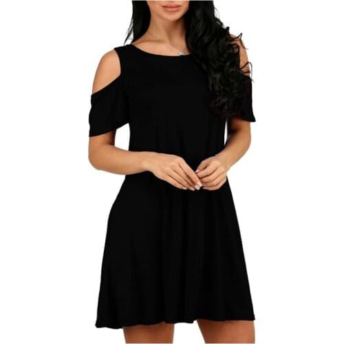 Woman Dress Summer Solid Color Hollow Short Sleeve Loose Dresses Elegant Knee-length Dress Fashion Party Dress Plus Size