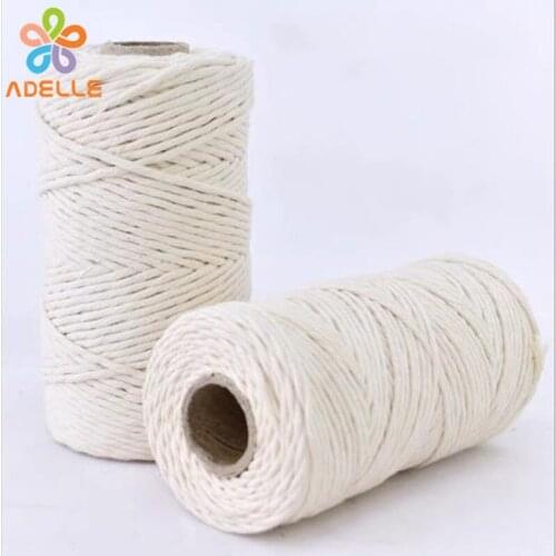 100% Cotton Rope 3/4/5mm Yarn 21s Soft Bright Cream Macrame DIY Tassel Chunky Shawl Scarf Hand knitting free shipping