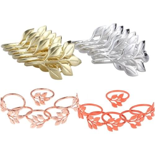 12Pcs Maple Leaves Type Napkin Rings Christening Banquet Alloy Table Dinner Serviette Buckle Holder for Wedding Party Decoration