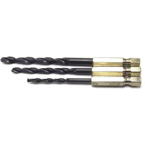 HOEN 13 Pieces Titanium Coated HSS Twist Drill Bit Set for Metal Power Tool Accessories with 1/4" Hex Shank