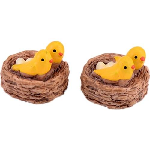 2.1*1.6cm Mini Resin Nest With Bird Fairy Garden Miniatures Moss Terrariums Resin Crafts Figurines For Home Decoration Accessory