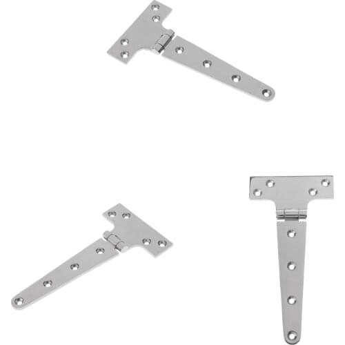 3 Pieces Marine 316 Stainless Steel Door Gate T Tee Hinge Strap Heavy Duty Boat Deck Hardware 20.3 x 9.8 x 0.5 cm