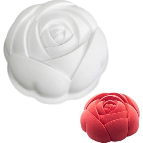 3D Round Rose Flowers Cake Mould Silikonform Lifelike Moule Silicone Mold For Baking Frozen Fondant Mousse DIY Baking Dresser