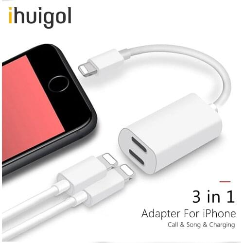 !ACCEZZ 2 in 1 Dual Lighting Adapter Connertor Charging Listen Audio For iPhone X 7 8 plus Earphone Aux Splitter Cable Converter