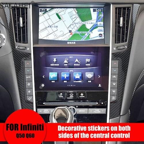 Car Central Control F Frame On Both Sides Cover Trim Stickers For Infiniti Q50 Q60 Auto Decor Carbon Fiber Interior Accessories