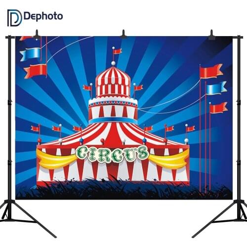 DePhoto Cartoon Fun Circus Carnival Party Seamless Vinyl Photography Backdrop Photo Background Studio Prop CW08