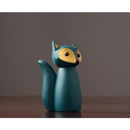 Home Wine Cabinet Figurine Living Room Resin Rabbit Fox Decorations Ornaments Set Gift For Kids Accessories Decor