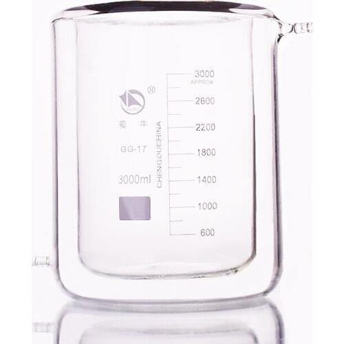 Double-deck beaker,Low form with tick marks 3000ml,Double-layer cold trap with graduations,Photocatalytic reaction bottle