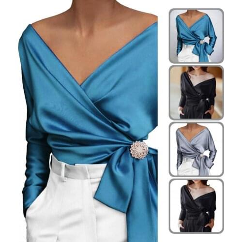 Elegant Gorgeous Sexy V Neck Autumn Top Skin-friendly Spring Shirt Smooth for Spring