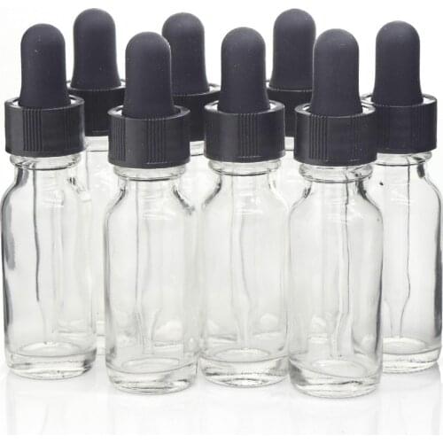 8pcs 1/2 Oz 15ml Plain Clear Glass Dropper Bottles with glass eye dropper for essential oil aromatherapy e liquid argan oils