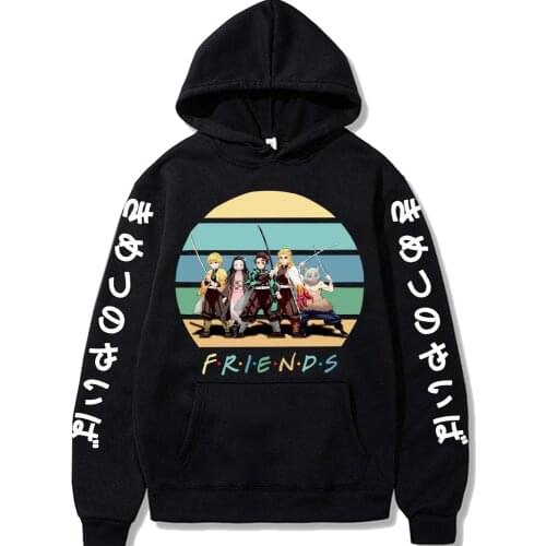 Harajuku Kamado Nezuko Kamado Tanjirou Hashibira Inosuke Agatsuma Zenitsu Hoodie Sweatshirt Friend Cosplay Clothes Autumn Top