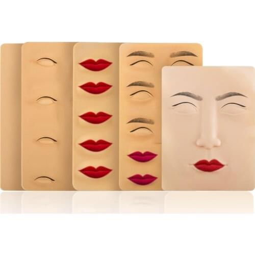 3D Silicone Microblading Practice Skin Blank Eyebrow Lip Tattoo Practice Skin for Beginner Permanent Makeup Accessory PMU Supply