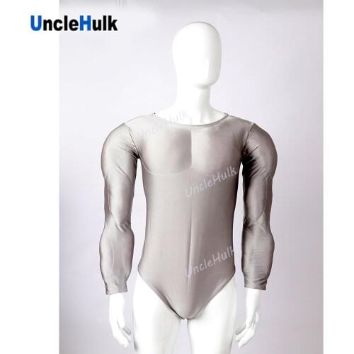 Half Body Slight Muscle Suit ZS908 - no Abdominal Muscle - Silk Floss Muscle Shape Black Bodysuit | UncleHulk